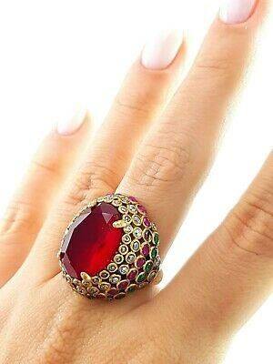 Rich Antique Turkish Handmade Jewelry Sterling Silver 925 Ladies Ring Style 2559